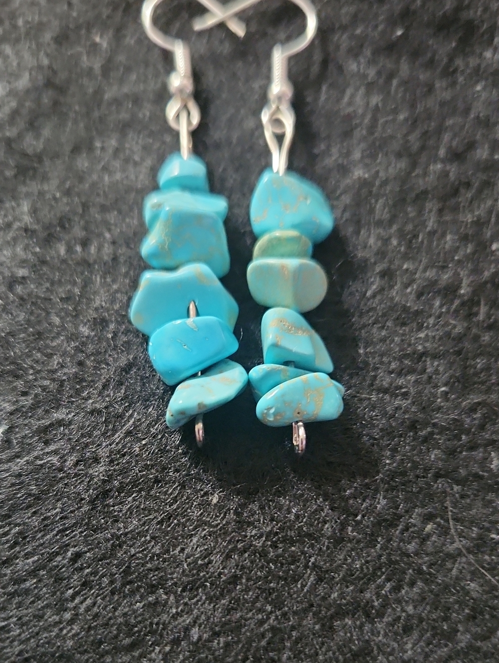 Hand Crafted Turquoise Blue Chip Drop Earrings - Women Jewelry